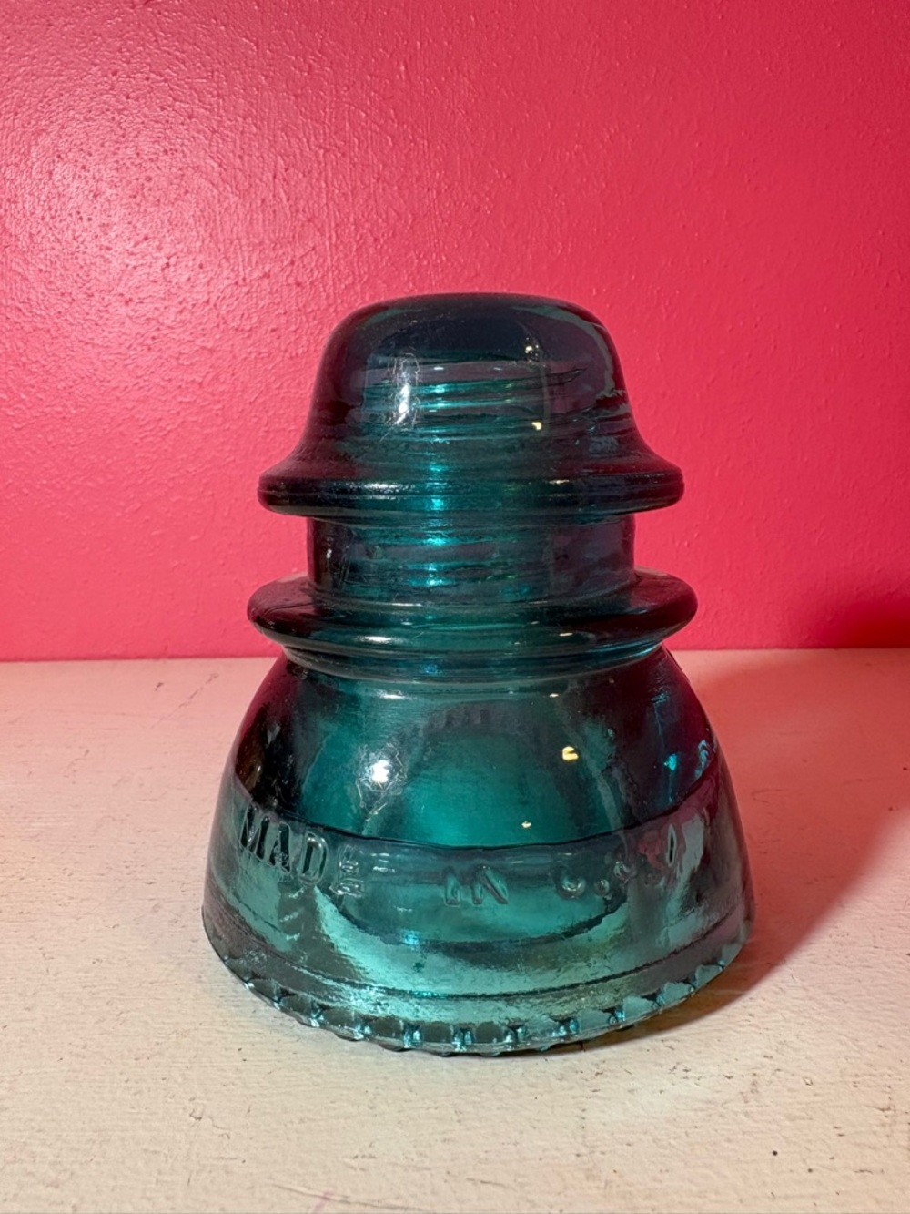 Hemingray 42 * Electric Insulator Teal Aqua Retro Collectible Glass Display Home